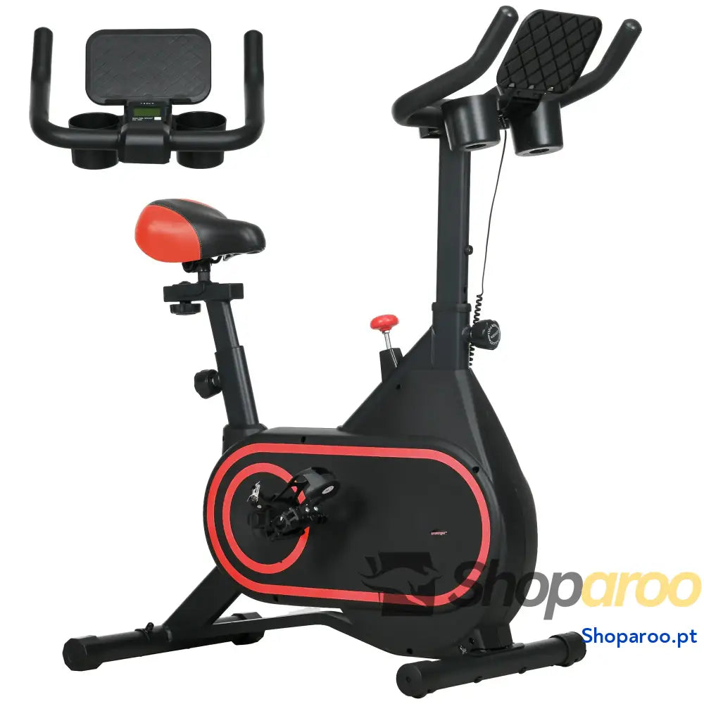 Bicicleta Estática Vermelha com Ecrã LCD e Resistência Ajustável