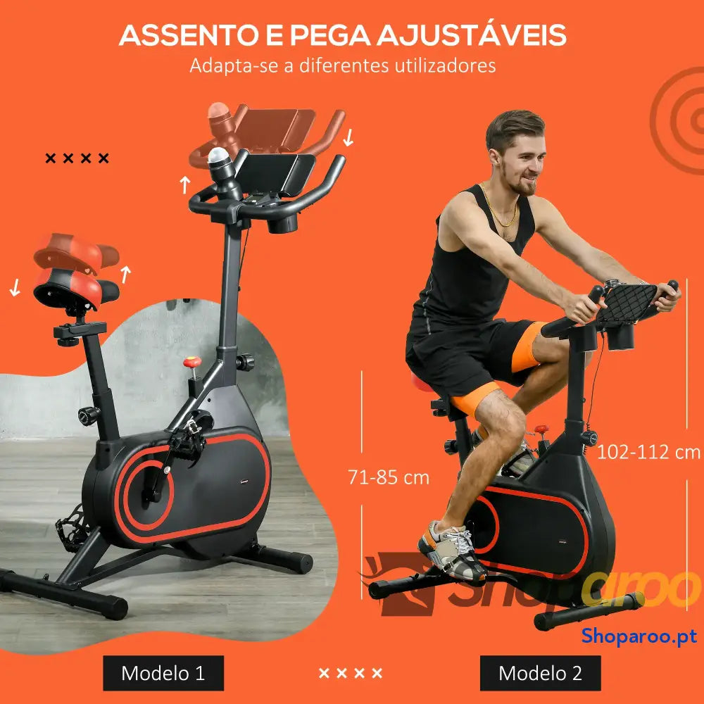 Bicicleta Estática Vermelha com Ecrã LCD e Resistência Ajustável