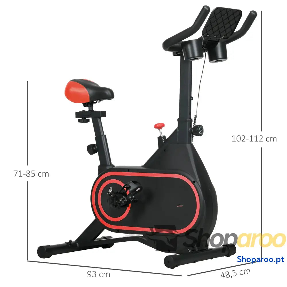 Bicicleta Estática Vermelha com Ecrã LCD e Resistência Ajustável
