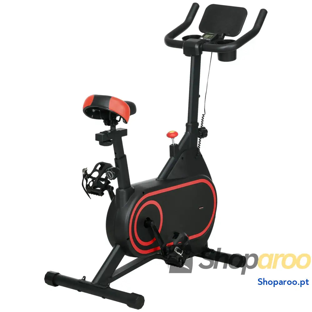 Bicicleta Estática Vermelha com Ecrã LCD e Resistência Ajustável