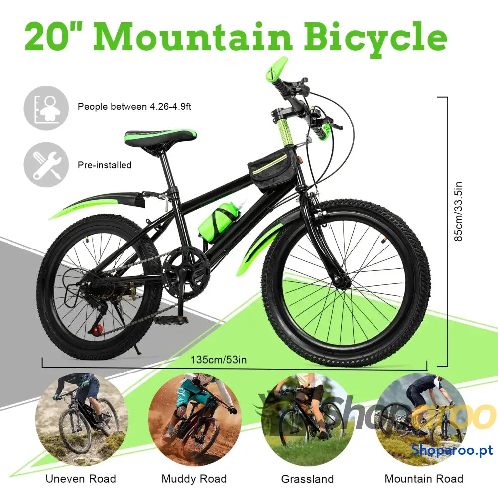 Bicicleta infantil de montanha 20 polegadas com 7 velocidades