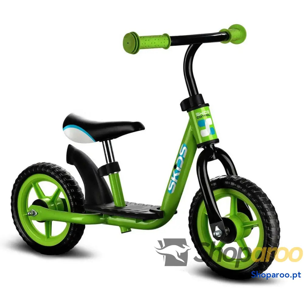 Bicicleta Infantil Skids Control Verde Aço Repousa pés