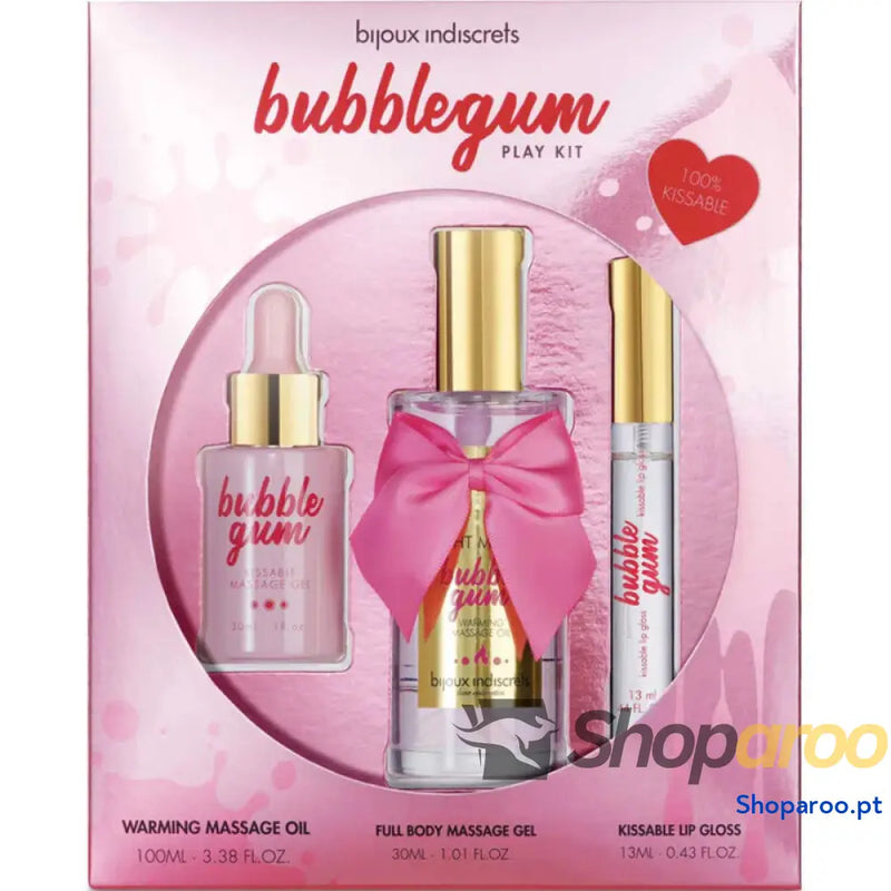 BIJOUX INDISCRETS KIT BUBBLEGUM PLAY COM ÓLEO GEL E LIP GLOSS