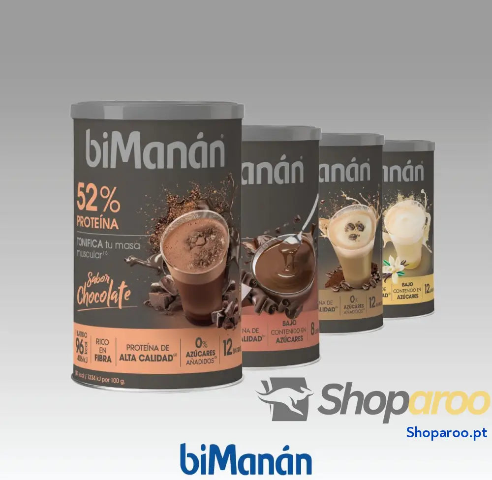 BIMANÁN Batido de proteína sabor chocolate 52% por porção ajuda a tonificar e aumentar massa muscular 360 g 12 Rações