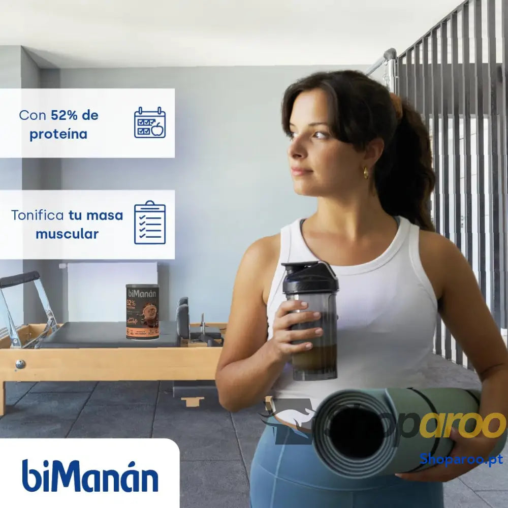 BIMANÁN Batido de proteína sabor chocolate 52% por porção ajuda a tonificar e aumentar massa muscular 360 g 12 Rações