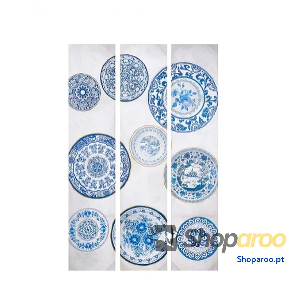Biombo Azul Branco Tela 122 x 2,5 180 cm Prato
