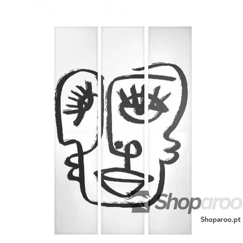 Biombo Branco Preto Tela 122 x 2,5 180 cm Face