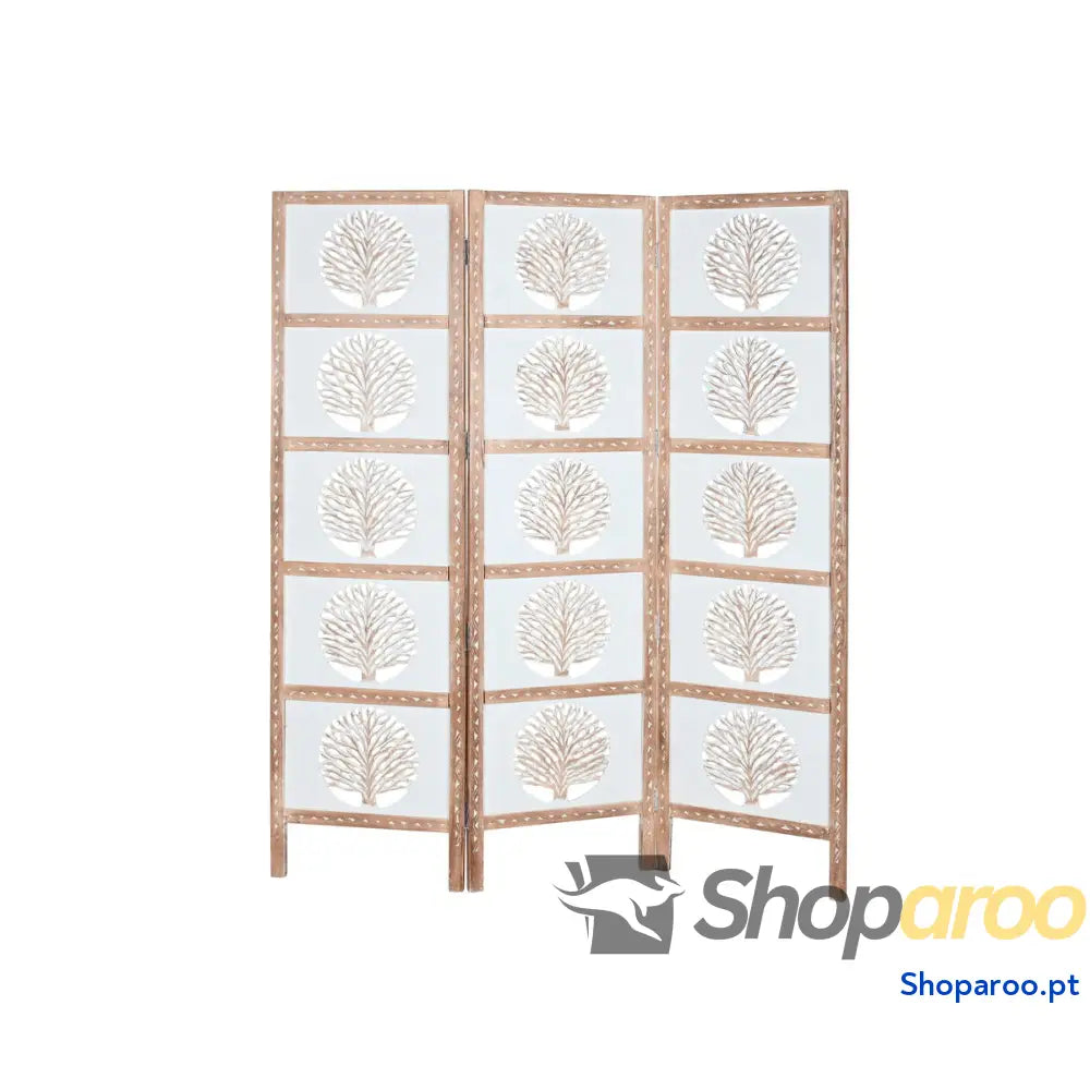 Biombo Home ESPRIT Branco Natural Madeira de mangueira MDF 153 X 2,3 182 CM