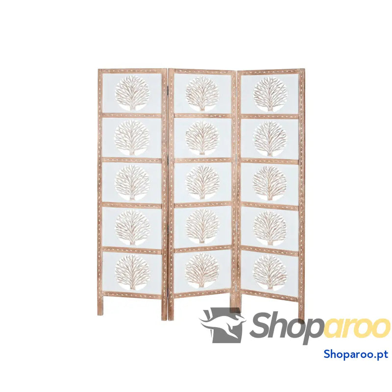 Biombo Home ESPRIT Branco Natural Madeira de mangueira MDF 153 X 2,3 182 CM