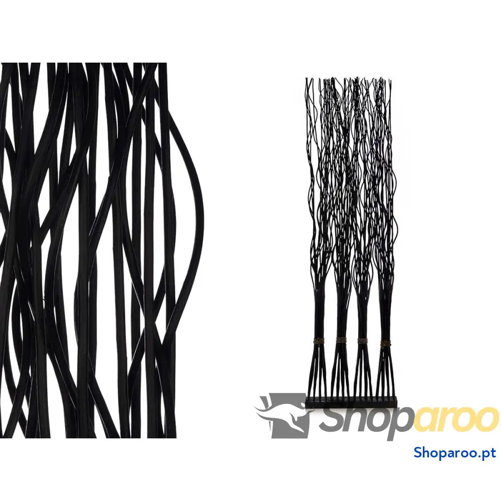 Biombo MJ84091 N Preto Madeira de salgueiro 50 x 182 13 cm 4 Ramalhetes