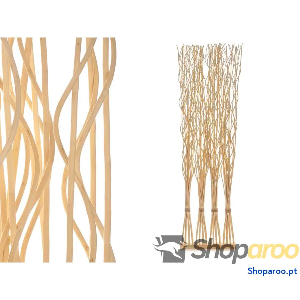 Biombo MJ84091 W Natural Madeira de salgueiro 50 x 182 13 cm 4 Ramalhetes