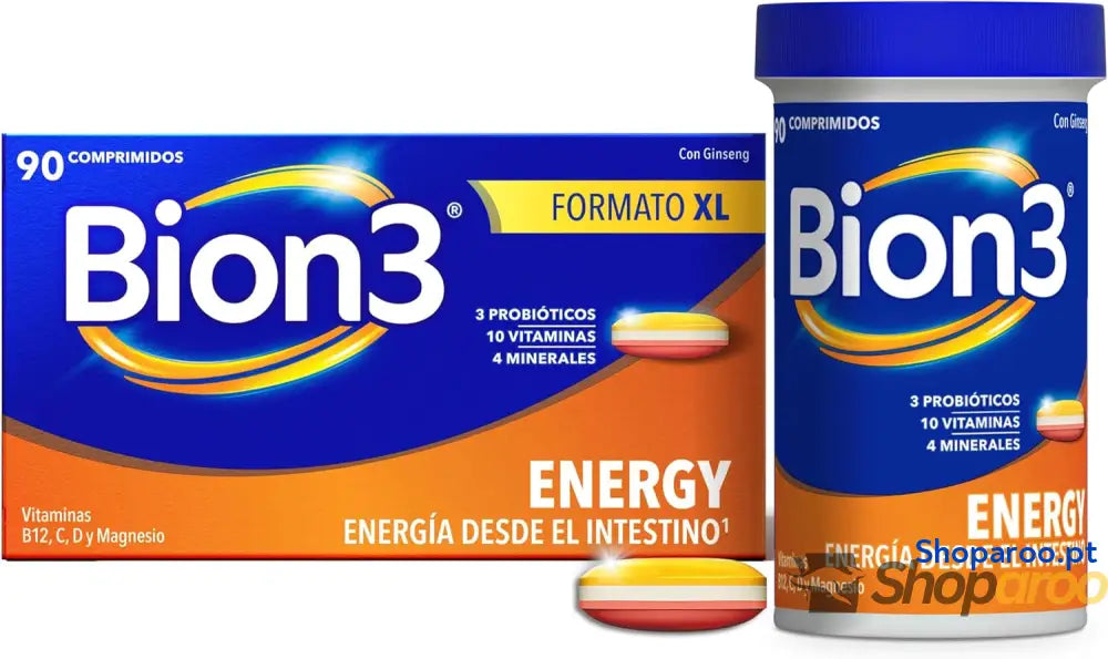 Bion3 Energy Comprimidos multivitamínicos com probióticos complemento alimentar para energia física e mental¹ redução