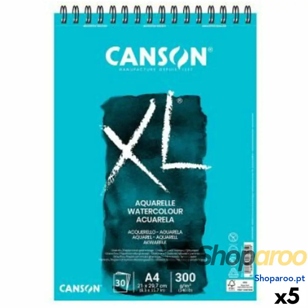 Bloco de desenho Canson XL Aquarelle 20 Folhas Branco A5 5 Unidades 300 g/m² 148 x 210 mm