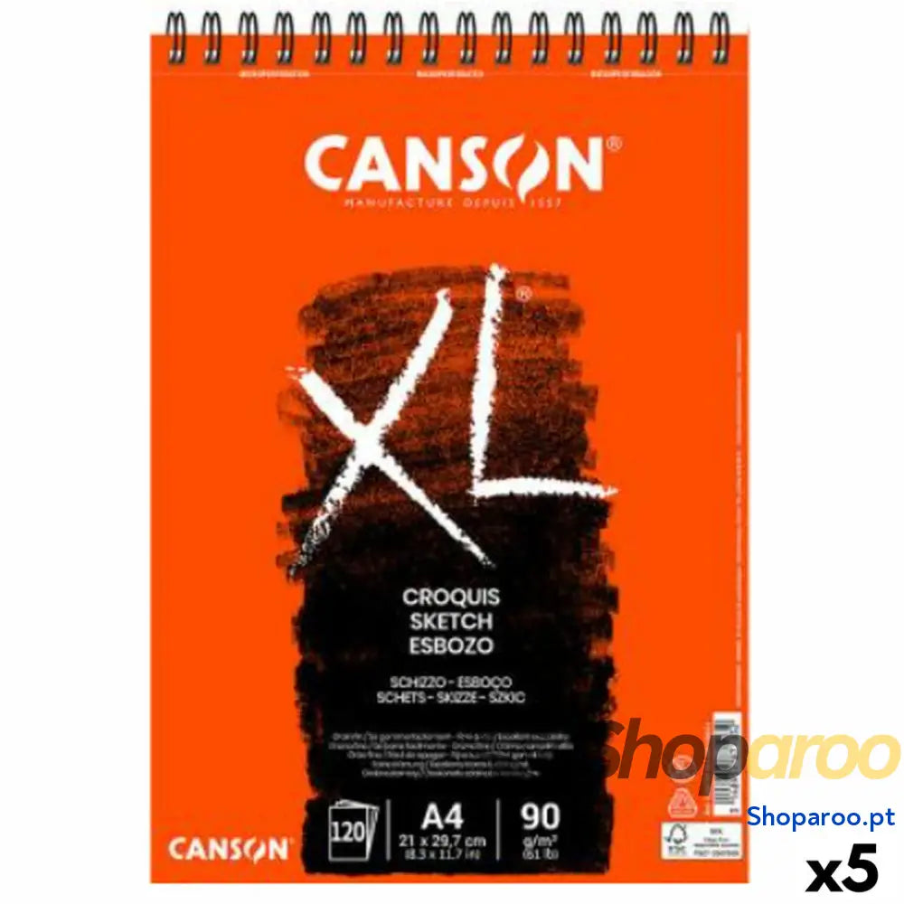 Bloco de desenho Canson XL Esboso 20 Folhas Branco Natural A4 5 Unidades 90 g/m²