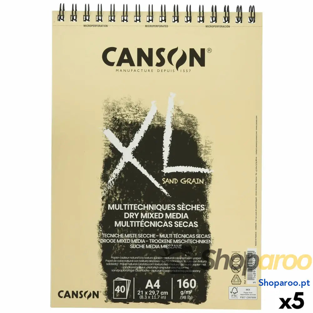 Bloco de desenho Canson XL Sand Natural A4 5 Unidades 40 Folhas 160 g/m2