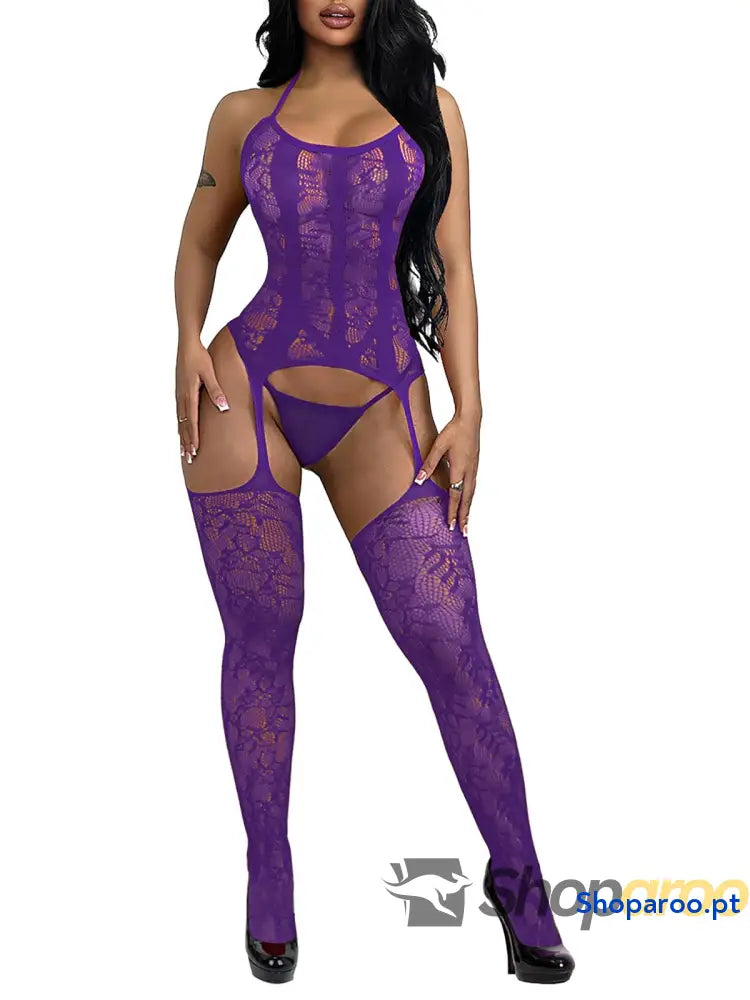 Body feminino sem entrepernas roupa de dormir sexy lingerie macia para mulher