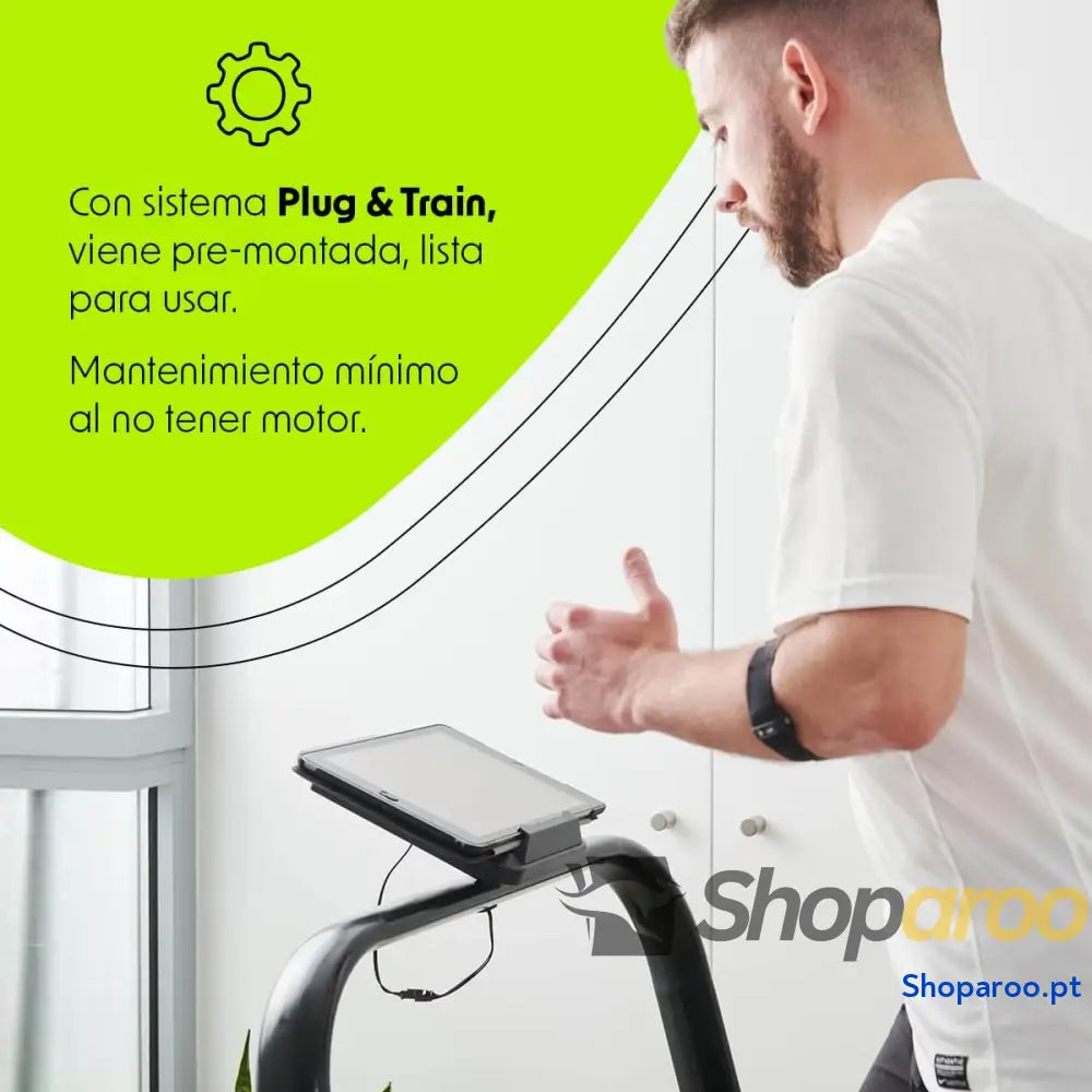 Bodytone Passadeira de corrida dobrável curva com ecrã LCD e conectividade Apps zero consumo energia autogerada