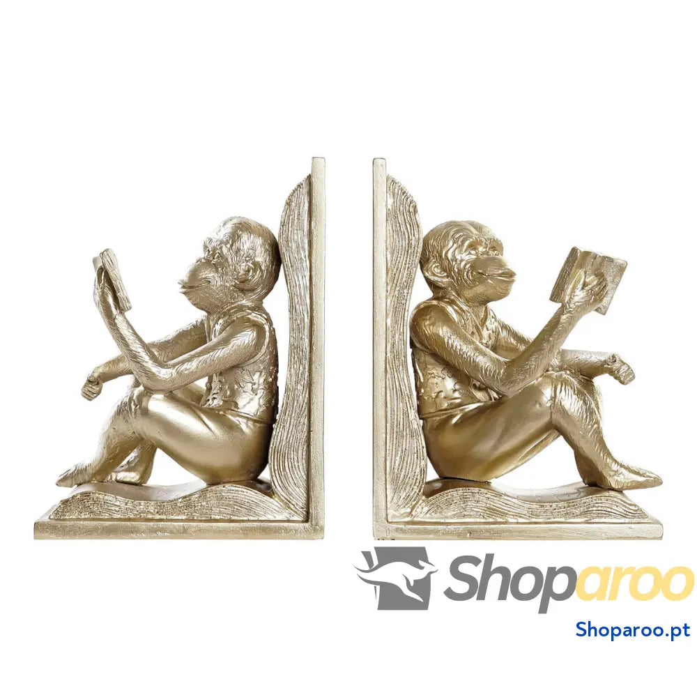 Boekensteun DKD Home Decor Champanhe 13 x 12 x 17,5 cm Resina Colonial Macaco