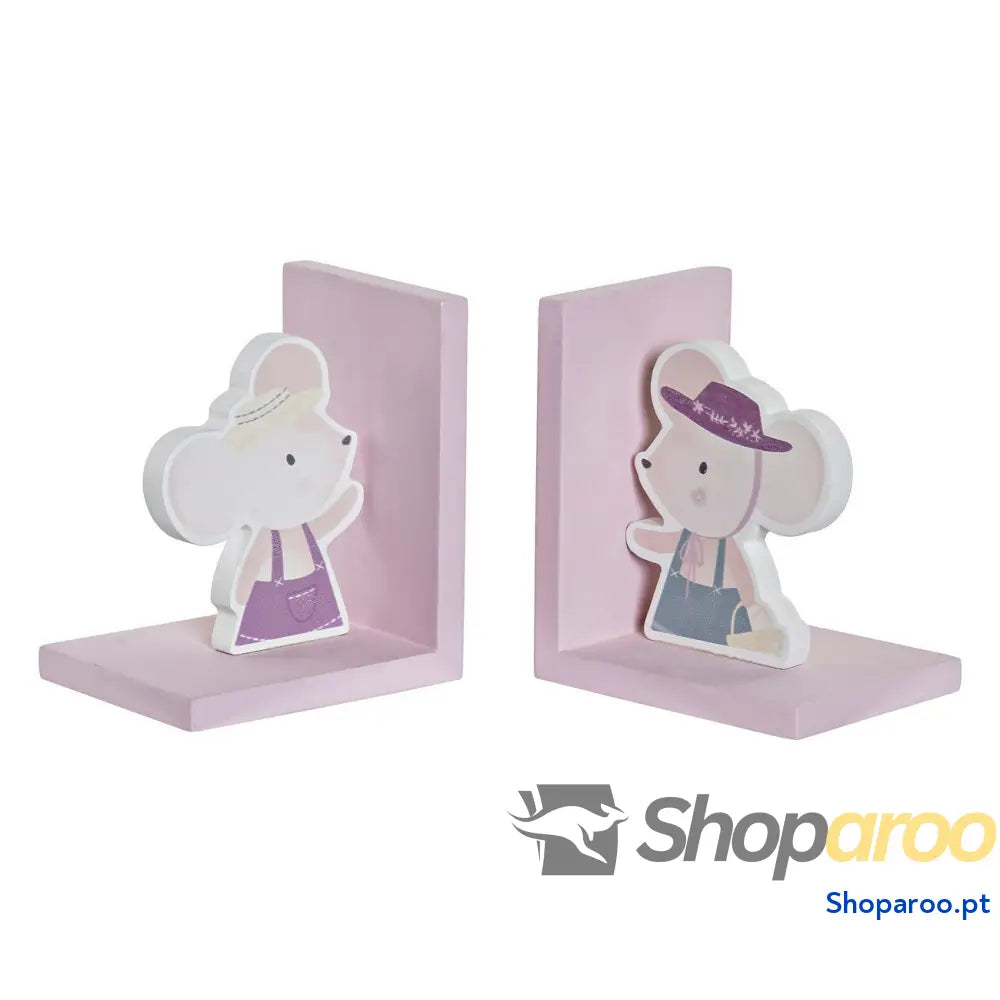 Boekensteun DKD Home Decor LD-173251 12,5 x 9,5 x 14,5 cm Rato Infantil Madeira MDF (2 Unidades)