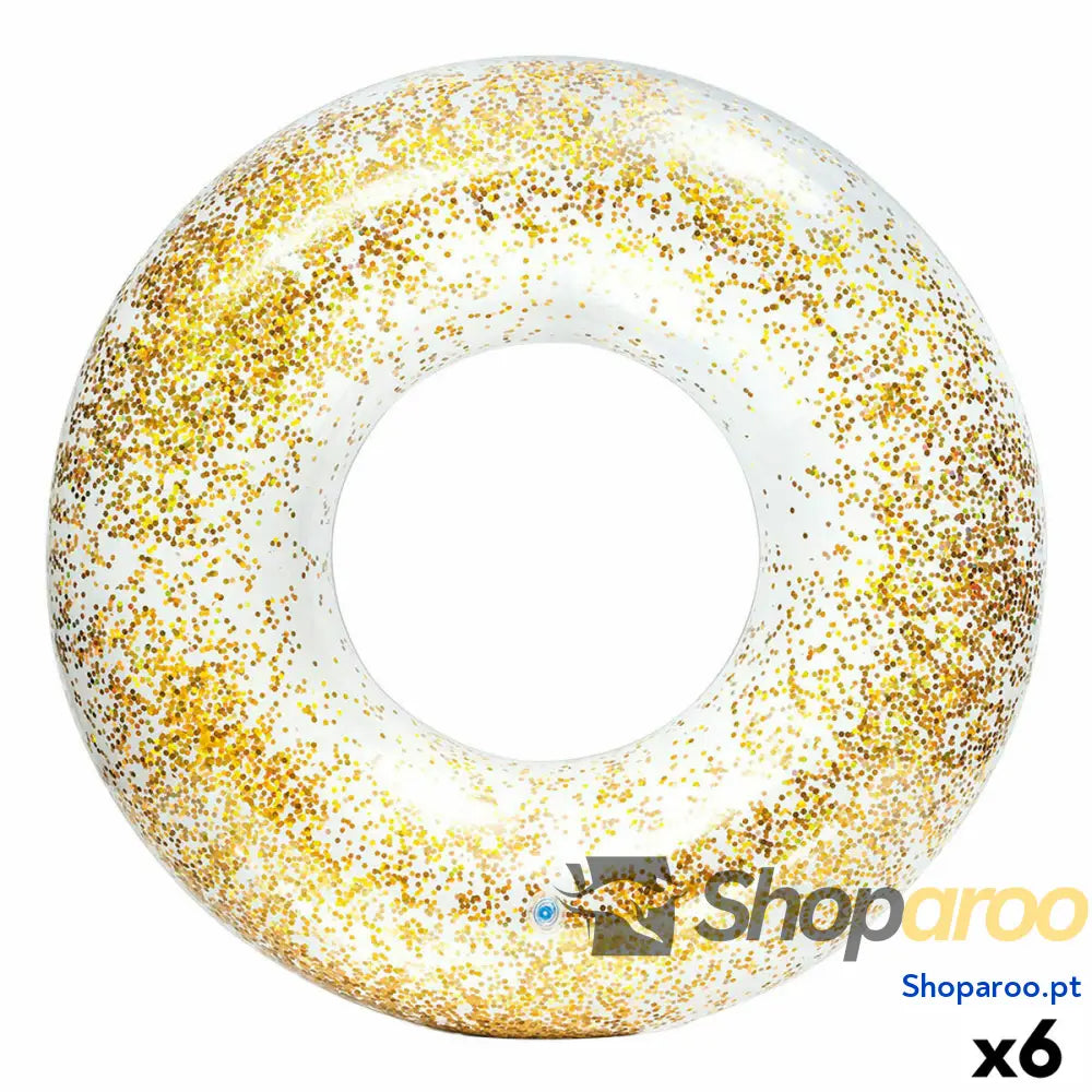 Bóia Insuflável Donut Intex Transparente Purpurina Ø 119 cm (6 Unidades)