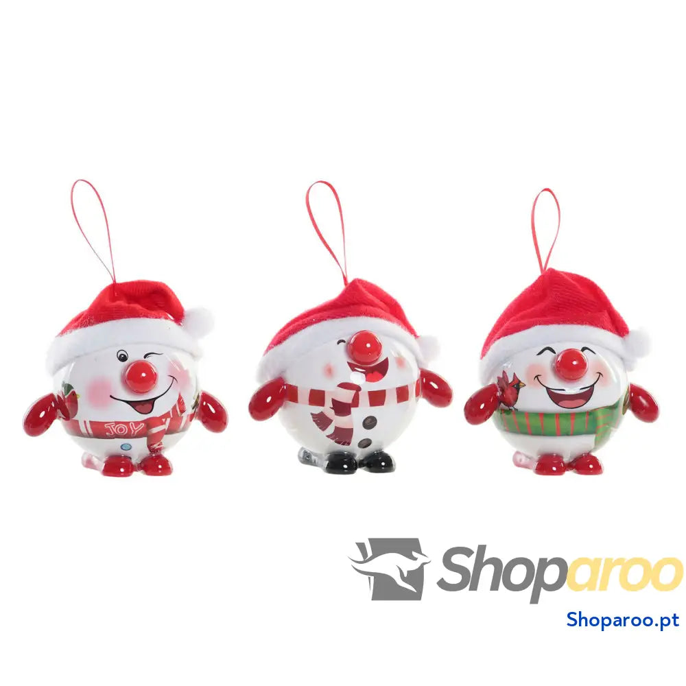 Bola de Natal DKD Home Decor Vermelho Branco PVC Boneco neve (3 Unidades)