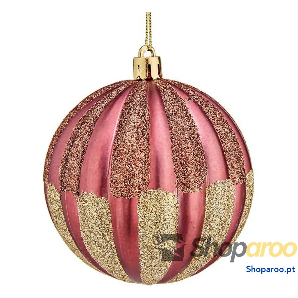 Bola de Natal Ø 8 cm 6 Unidades Cor Rosa PVC Plástico
