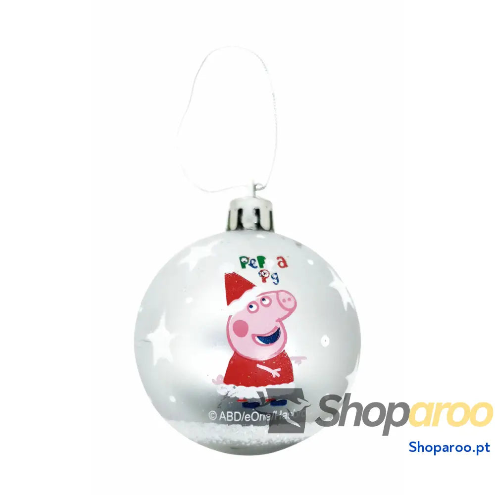 Bola de Natal Peppa Pig Cosy corner Prateado 6 Unidades Plástico (Ø 8 cm)