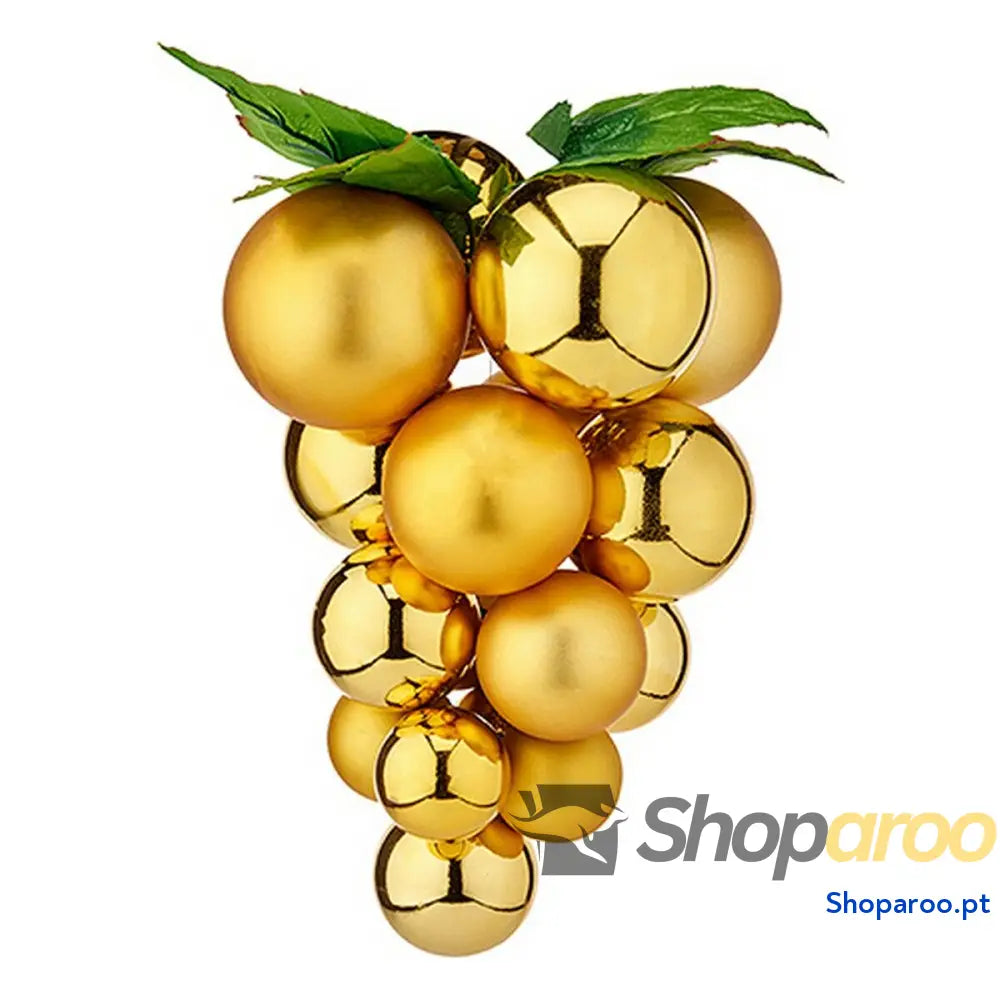 Bola de Natal Uvas Dourado Plástico 18 x 28 cm