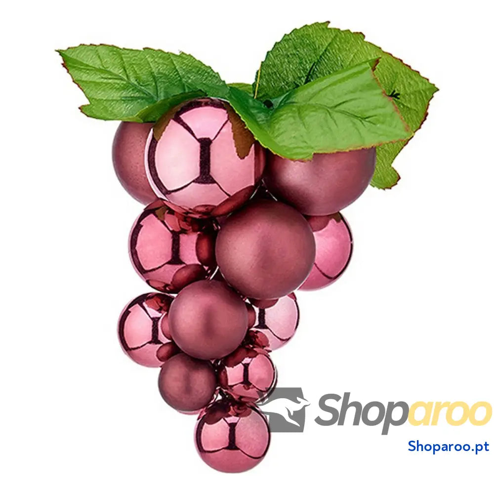 Bola de Natal Uvas Pequeno Cor Rosa Plástico 14 x 25 cm