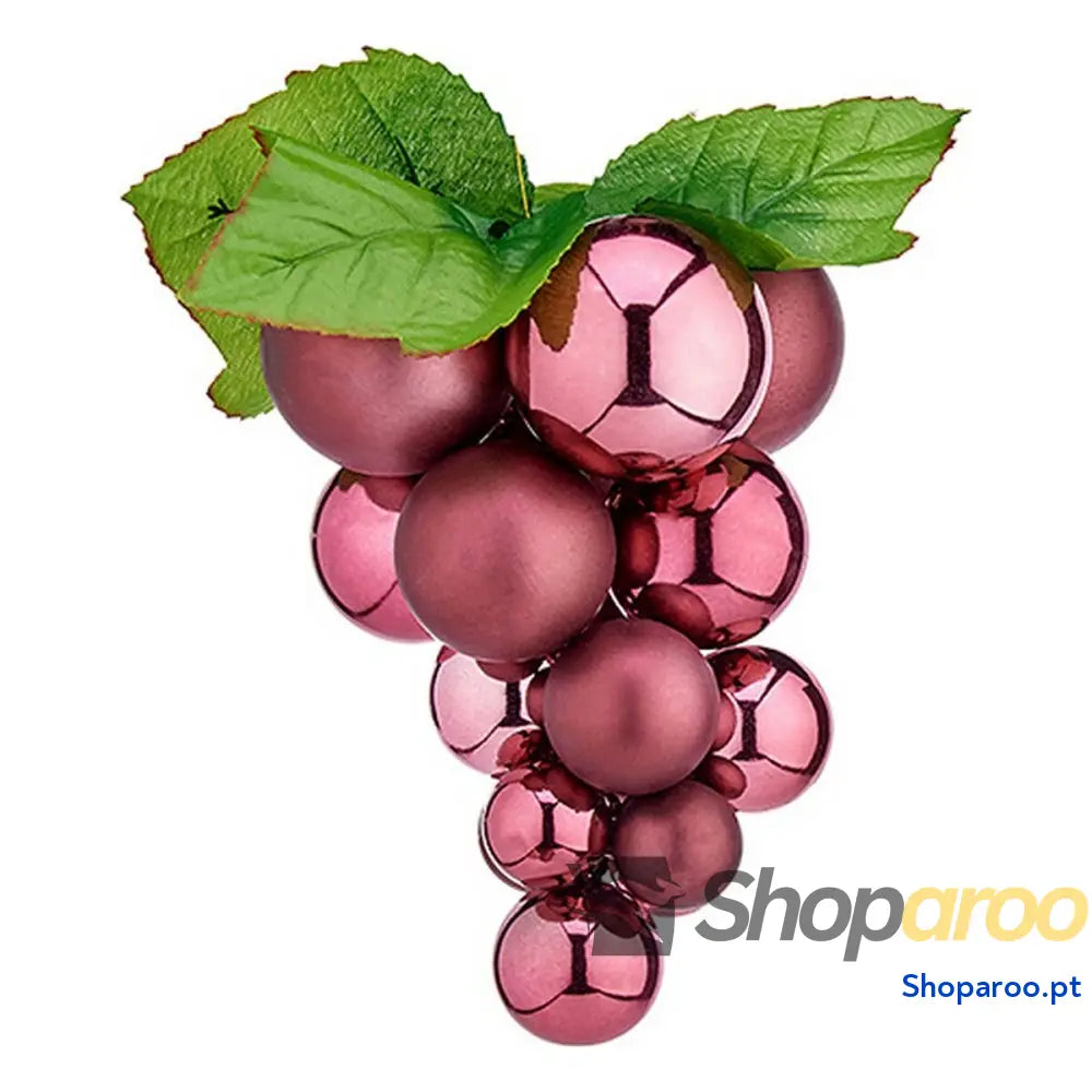 Bola de Natal Uvas Pequeno Cor Rosa Plástico 15 x 20 cm