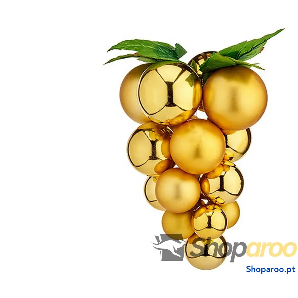 Bola de Natal Uvas Pequeno Dourado Plástico 14 x 25 cm