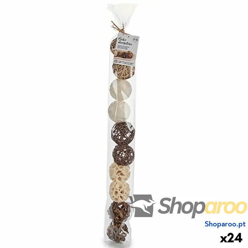 Bola decorativa Branco Castanho Preto Natural (24 Unidades)