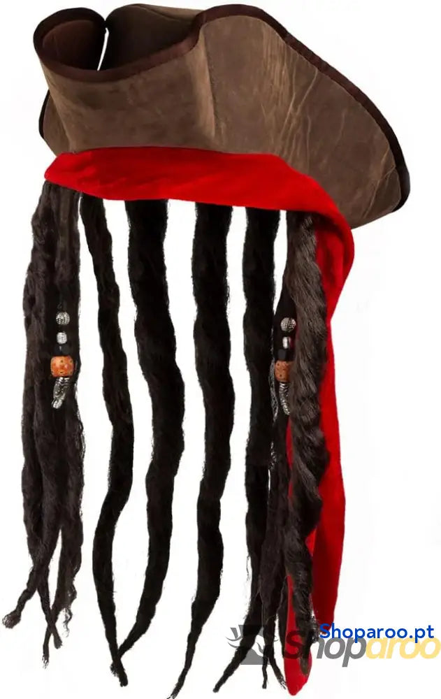 Boland Brown Pirate Hat com Dreadlocks para Fantasia de Pirata Adulto