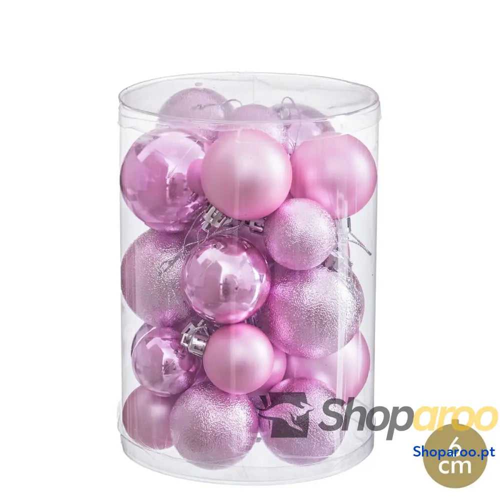 Bolas de Natal Cor Rosa Plástico (27 Unidades)