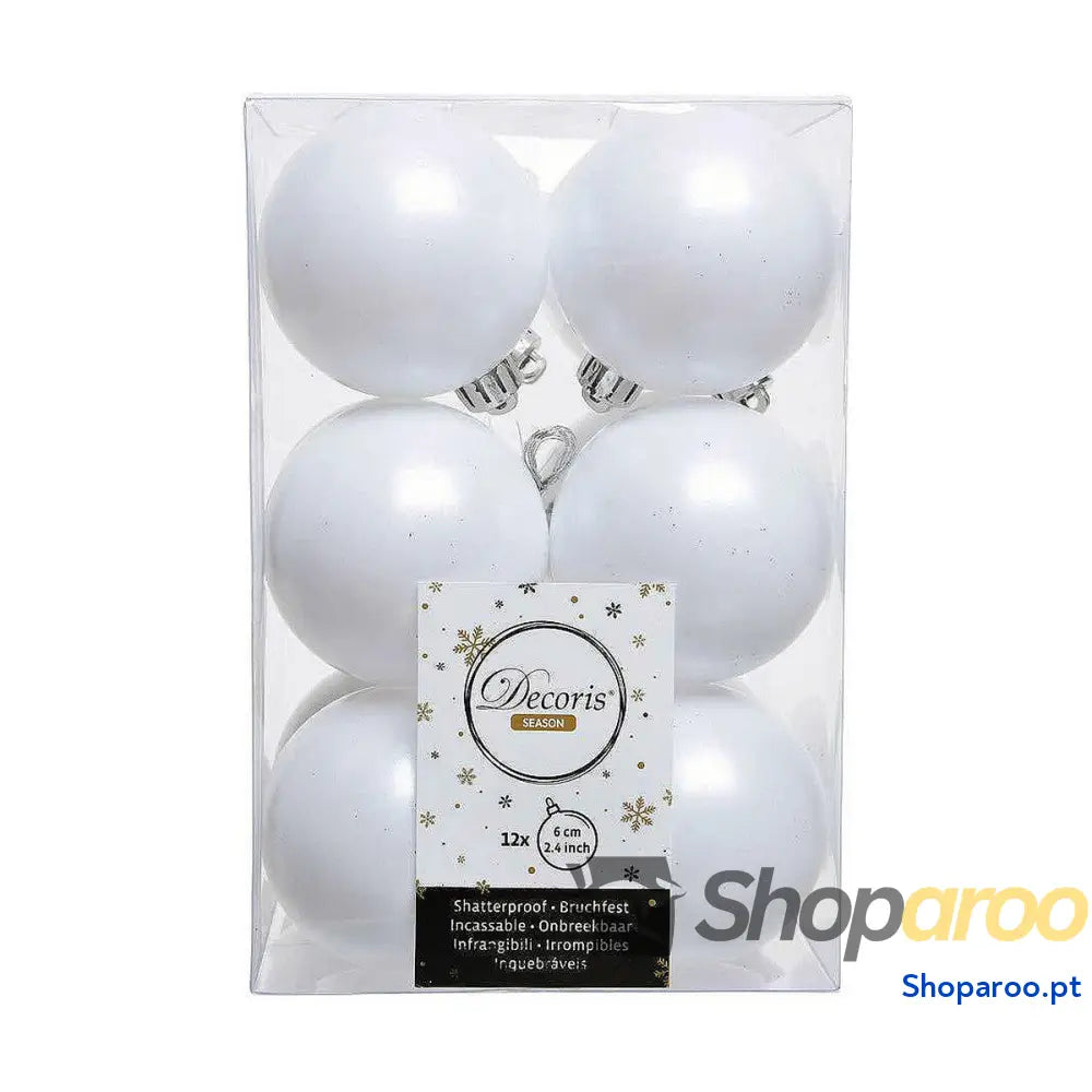 Bolas de Natal Decoris Branco Plástico 12 Unidades