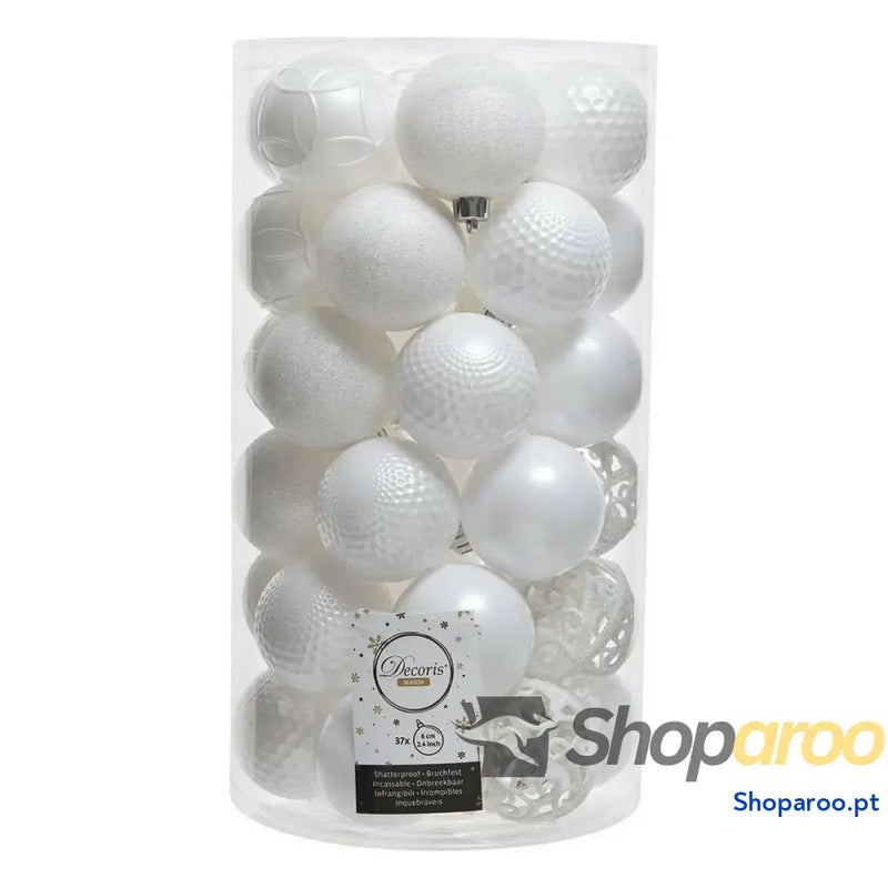 Bolas de Natal Decoris Branco Plástico