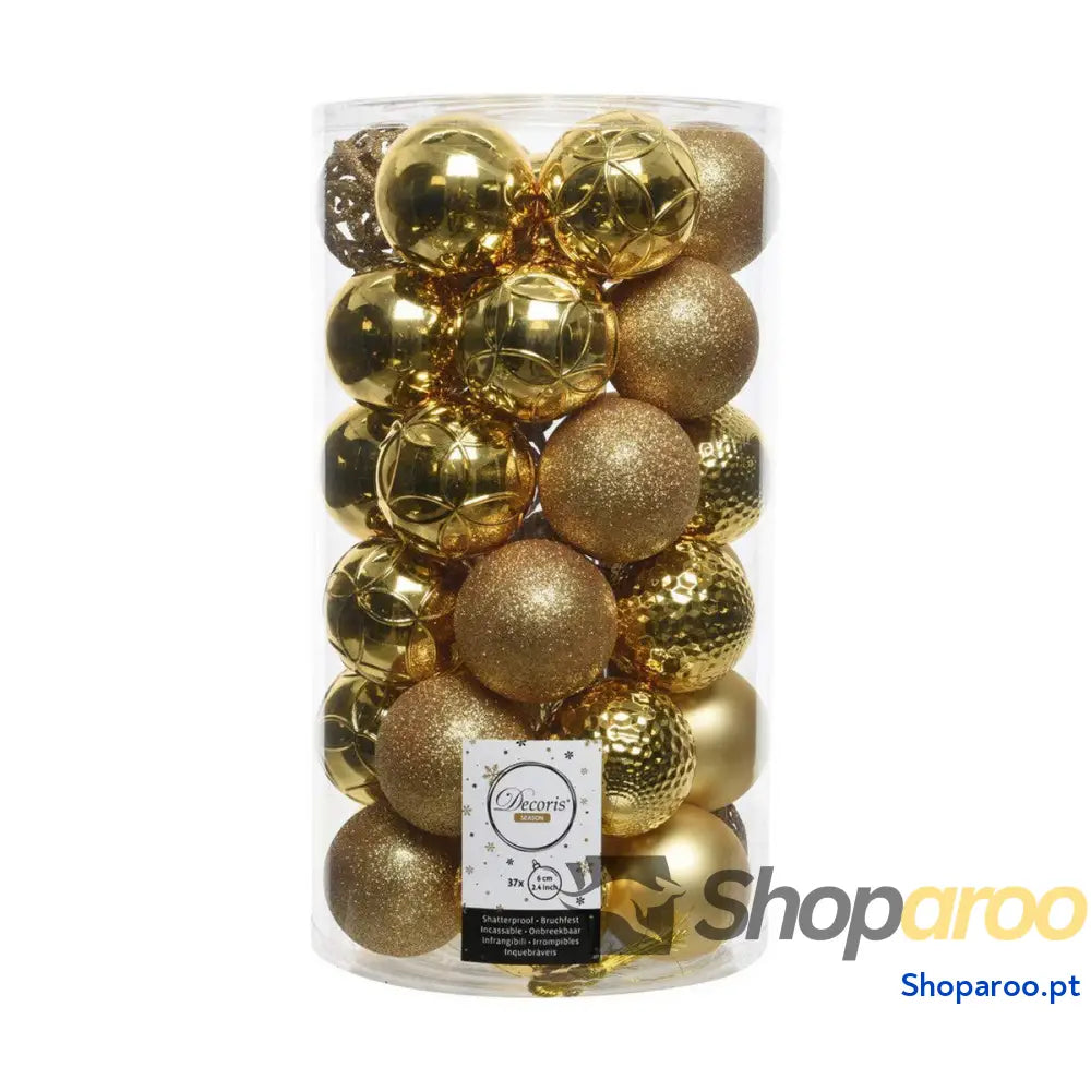 Bolas de Natal Decoris Ouro Dourado 37 Peças