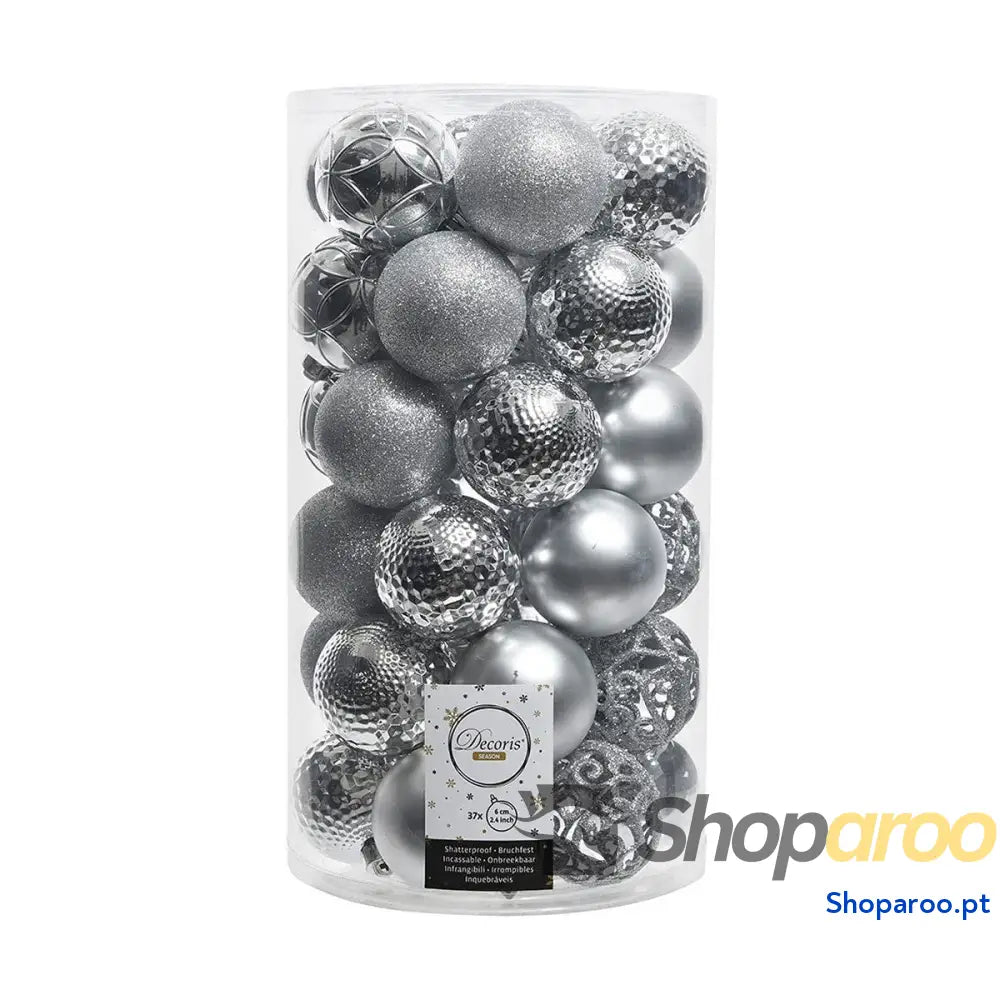 Bolas de Natal Decoris Prateado 37 Peças