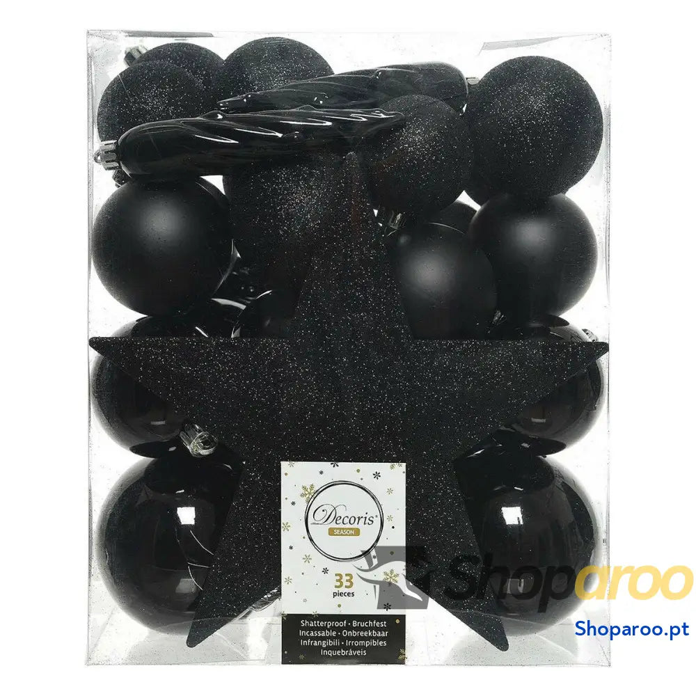 Bolas de Natal Decoris Preto Plástico