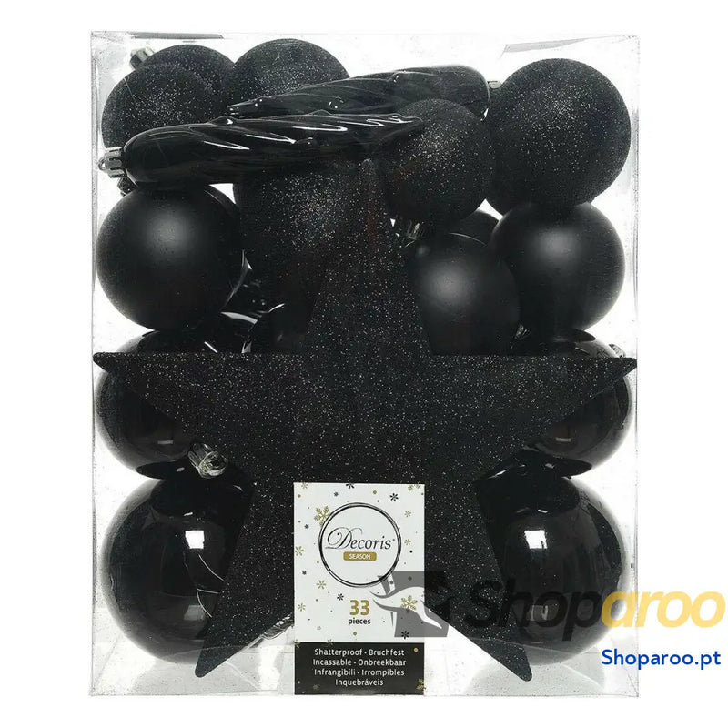 Bolas de Natal Decoris Preto Plástico