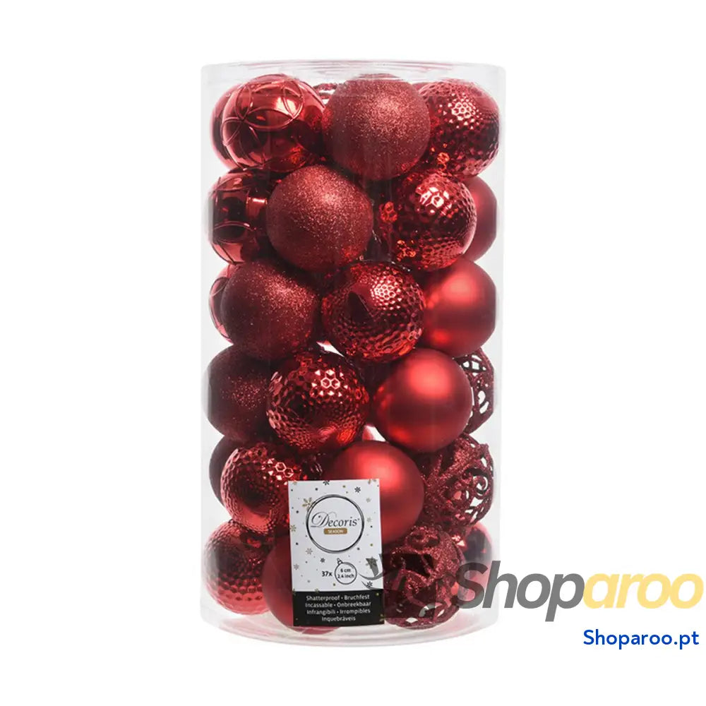 Bolas de Natal Decoris Vermelho 37 Peças
