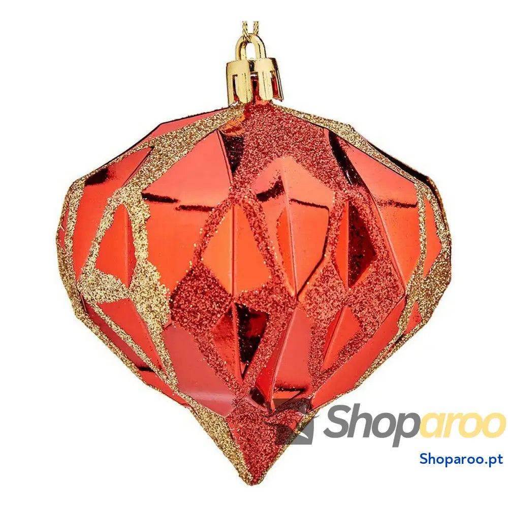 Bolas de Natal Diamante Ø 8 cm 6 Unidades Vermelho Plástico