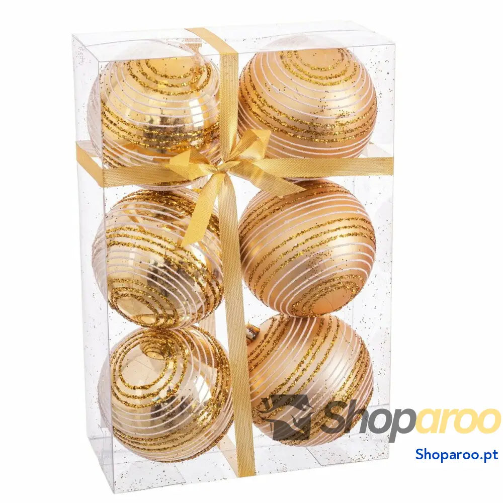 Bolas de Natal Dourado Plástico Espiral 8 x cm (6 Unidades)