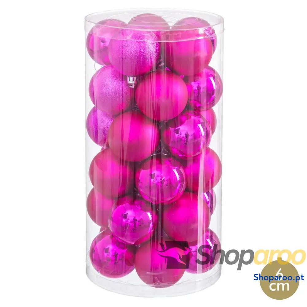 Bolas de Natal Fúcsia Plástico Ø 6 cm (30 Unidades)