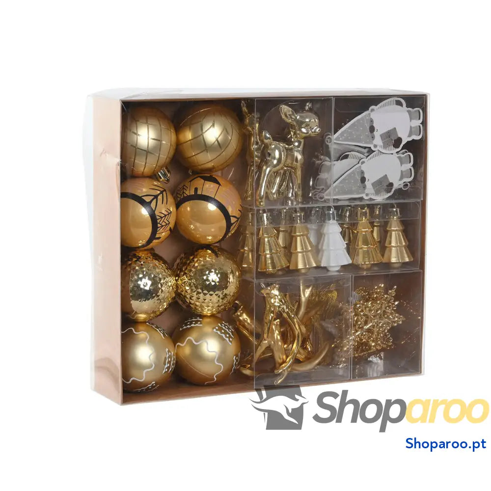 Bolas de Natal Home ESPRIT Dourado Polietileno 28 x 6 24 cm (55 Peças)