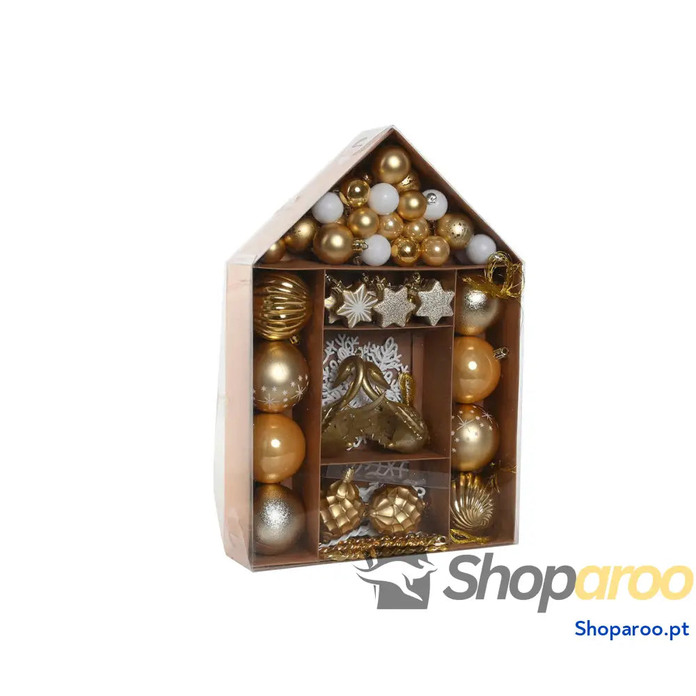 Bolas de Natal Home ESPRIT Dourado Polietileno 28 x 7 40 cm (70 piezas)