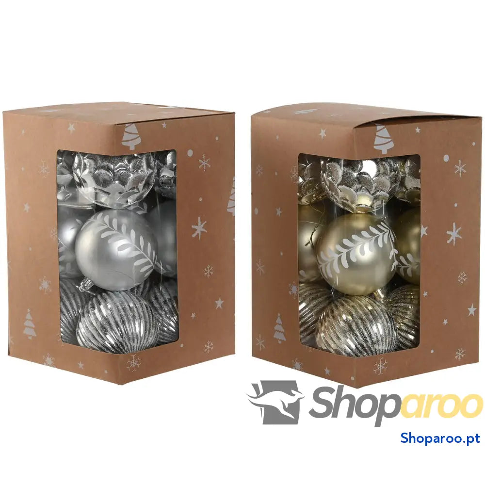 Bolas de Natal Home ESPRIT Dourado Prateado PVC 16 x 24 cm (2 Unidades)