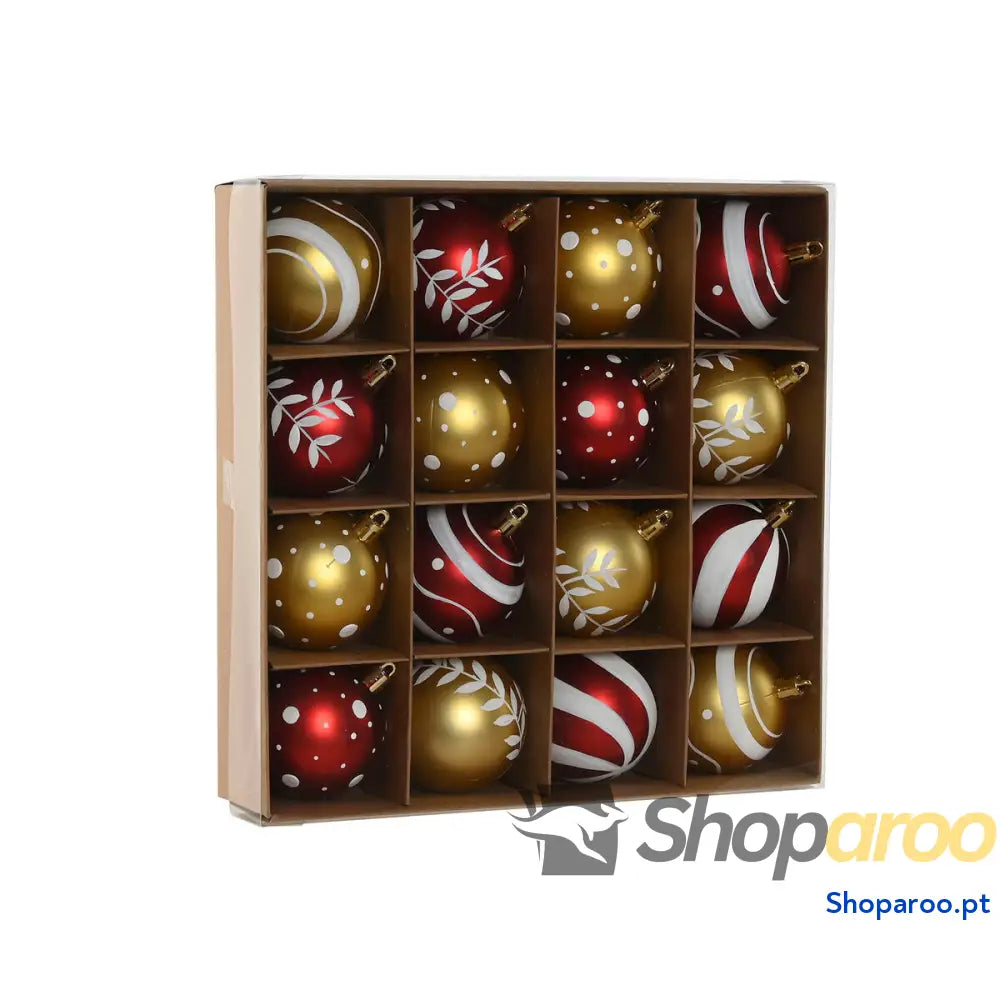 Bolas de Natal Home ESPRIT Vermelho Dourado PVC 25 x 6 cm (16 Peças)