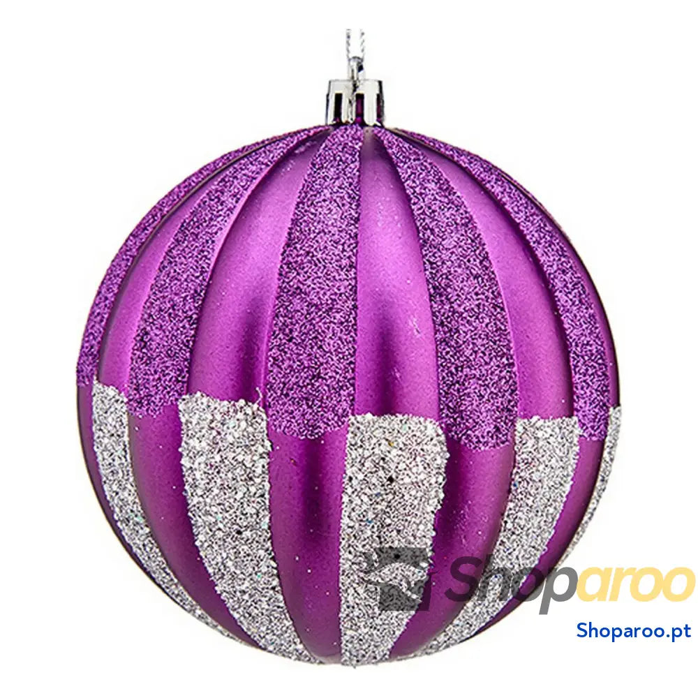Bolas de Natal Krist + 00858 Roxo Prateado PVC Ø 10 cm 6 Unidades