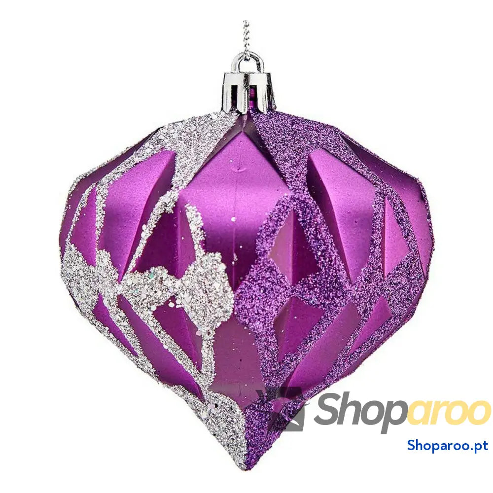 Bolas de Natal Krist + 00898 Roxo Prateado Plástico Diamante Ø 8 cm 6 Unidades